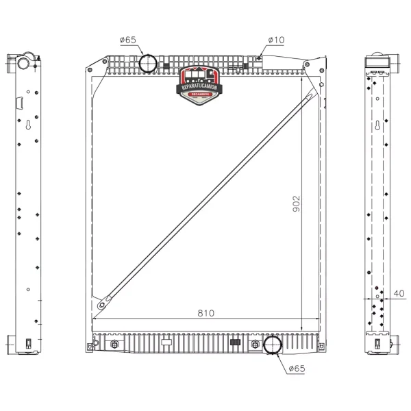 Radiador agua 902x808 mm Nissens 62653A Mercedes Actros 1996 al 2003 - Imagen 2