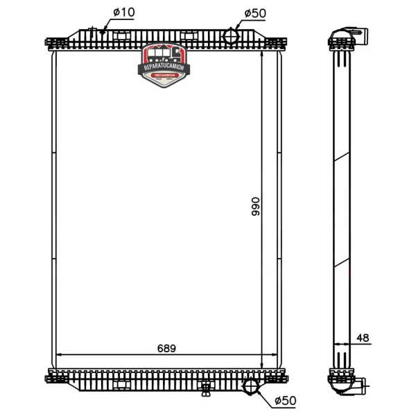 Radiador agua 990x689 mm sin laterales Nissens 637850 Renault Kerak Premium desde 2006 - Imagen 2