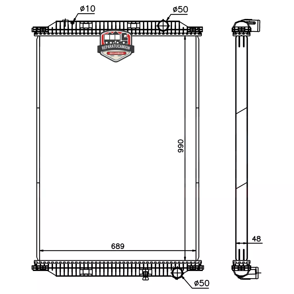 637850b Radiador agua 990x689 mm sin laterales Nissens 637850 Renault Kerak Premium desde 2006 - Imagen 2