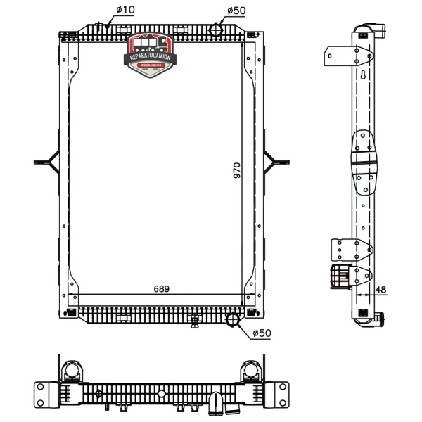 Radiador agua 970x689 mm con laterales Nissens 63786 Renault Kerax Premium - Imagen 2