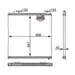 Radiador de agua para camión Mahle CIR11000P, tamaño 896x947 mm, compatible con MAN TGS y TGX.