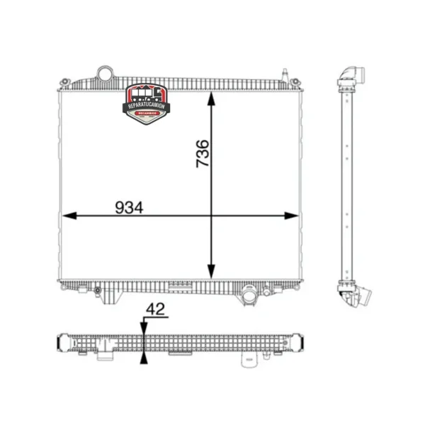 Radiador agua 934x736 mm Mahle CR102000P MAN TGS - Imagen 2