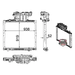 Radiador de agua Mahle para MAN TGA, TGS y TGX, dimensiones 938x919 mm.