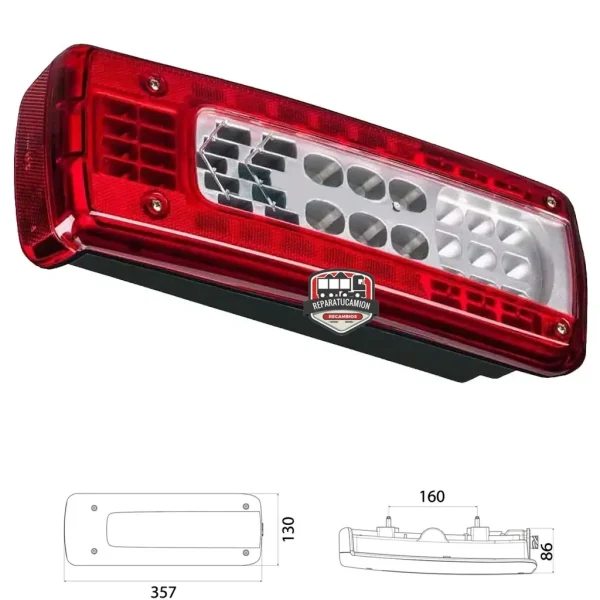 Piloto trasero LED izquierdo conector lateral sin luz matricula GPC15548 Volvo FM FMX desde 2013