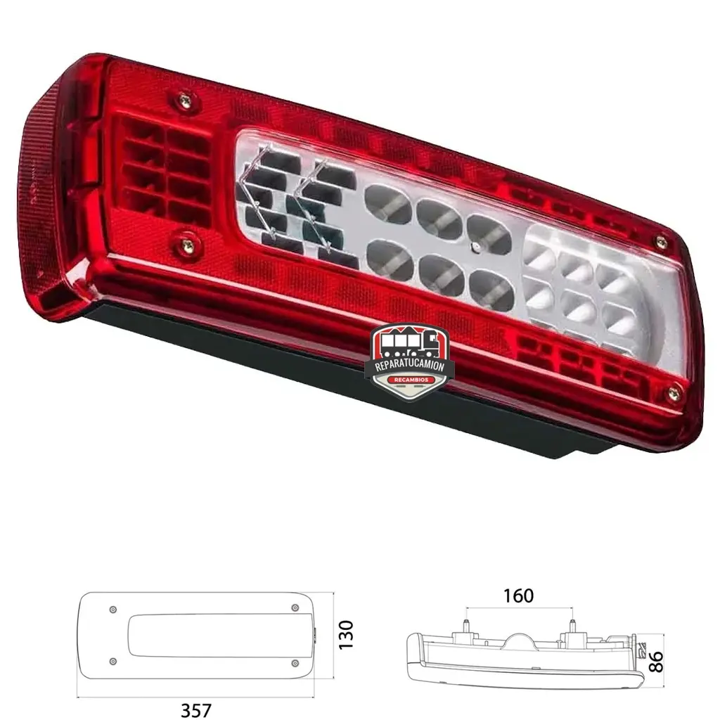 gpc15548 Piloto trasero LED izquierdo conector lateral sin luz matricula GPC15548 Volvo FM FMX desde 2013 - Imagen 1