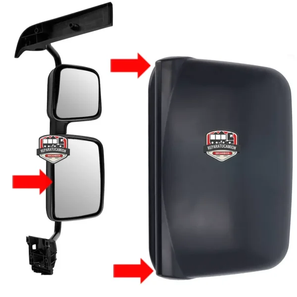 Retrovisor principal electrico negro con cuello GPC15650 Renault Premium 2006 al 2013 - Imagen 1
