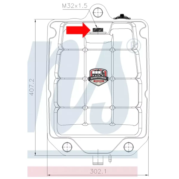 Deposito expansion refrigerante con rosca trasera GPC16016 Eurocargo - Imagen 4