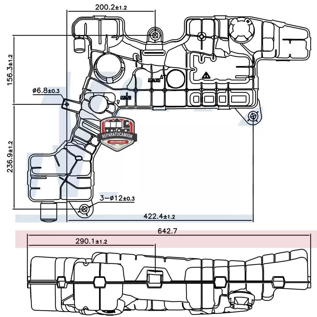 gpc16050b Deposito expansion refrigerante GPC16050 DAF Renault Volvo - Imagen 2