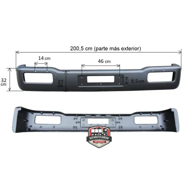 Párachoques delantero gris para Nissan Atleon, compatible con cabina estrecha, 200,5 cm de longitud.