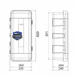 Caja porta extintor de 6 kg homologada GPC50160 para camiones y vehículos industriales.