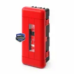 Porta extintor de 9 kg, homologado GPC50369, para seguridad en vehículos comerciales.