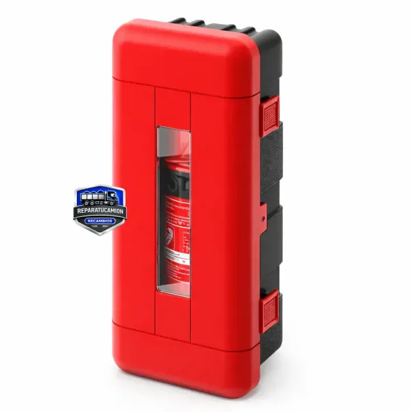 Extintor de 12 kg en caja porta extintor homologada GPC50370. Ideal para seguridad en vehículos y es.