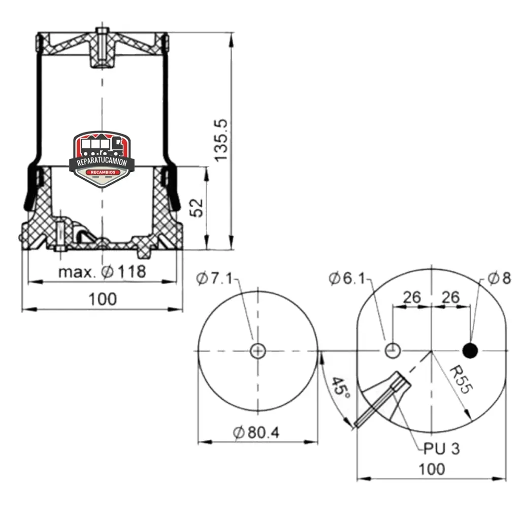 gpc99122735b Fuelle neumatico asiento GPC99122735 - Imagen 3
